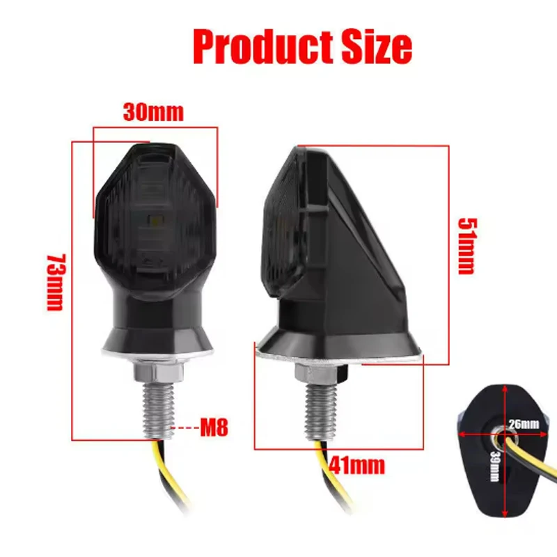 8mm Mini LED Motorcycle Turn Signals Light Amber Indicator Flasher Lamp for Honda Yamaha 12V Motorcycle Signal Lights