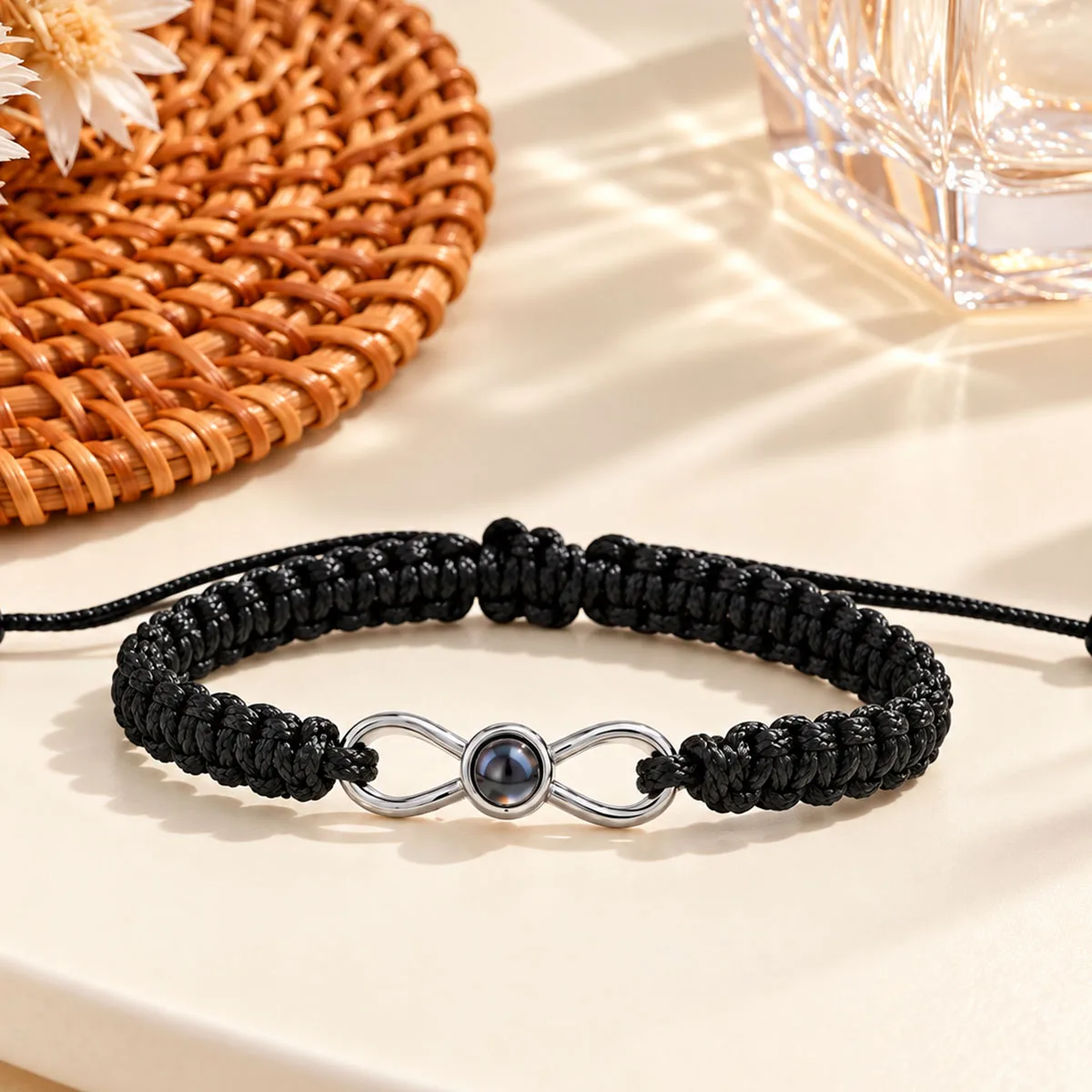 Personalized Picture Projection Bracelet Custom Photo Infinity Symbol Woven Rope Bracelet Memorial Image Jewelry Gift For Her