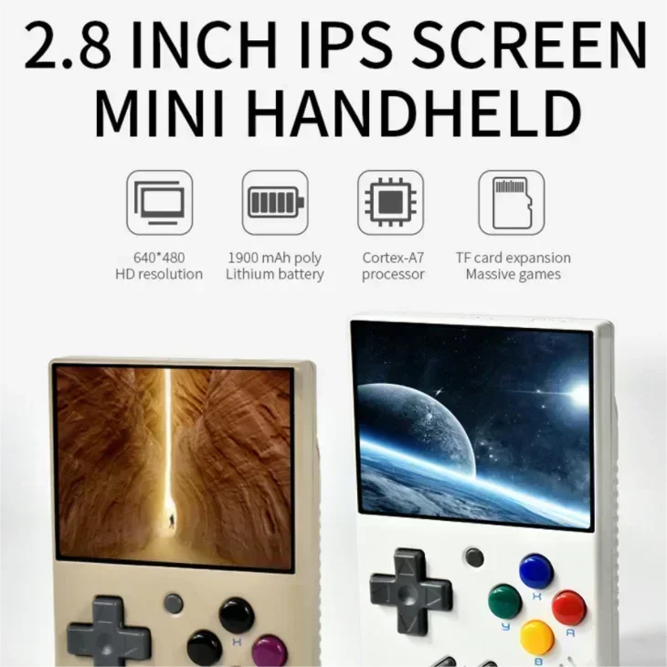 MIYOO MINI V4 Konsolen Handheld-Spielespieler 2,8'' IPS OCA Tragbares Videospiel Linux-System Retro-Spielekonsole Spielcomputer Met