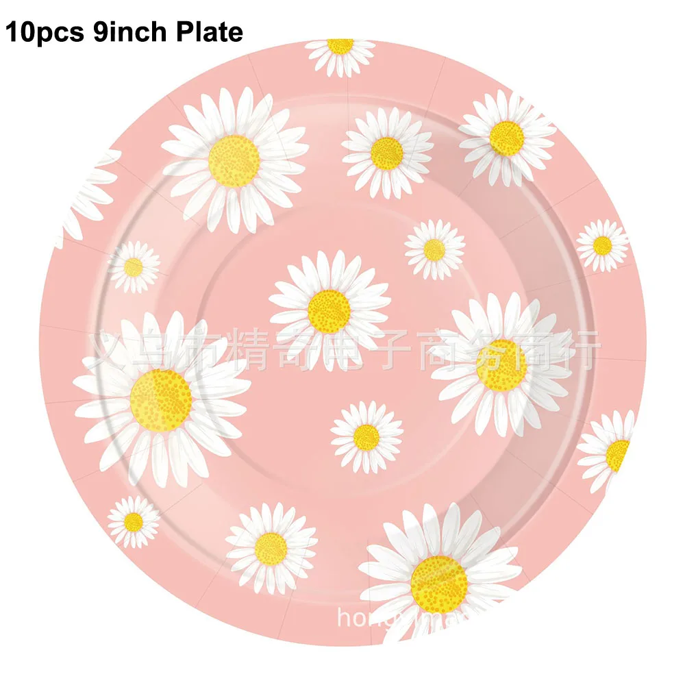 Gänseblümchen-Thema, Einweggeschirr, Blumen-Pappteller, Servietten, Tasse, Gänseblümchen-Blume, Kindergeburtstag, Party, Babyparty, Hochzeitsdekoration – Detail 8