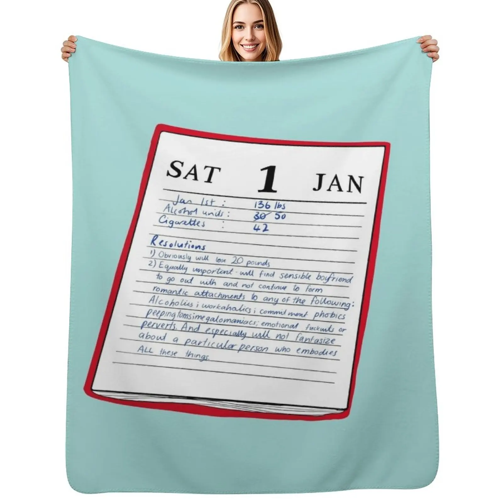 

Bridget Jones' New Year Resolutions Throw Blanket Stain Resistant Cozy Warm Blanket