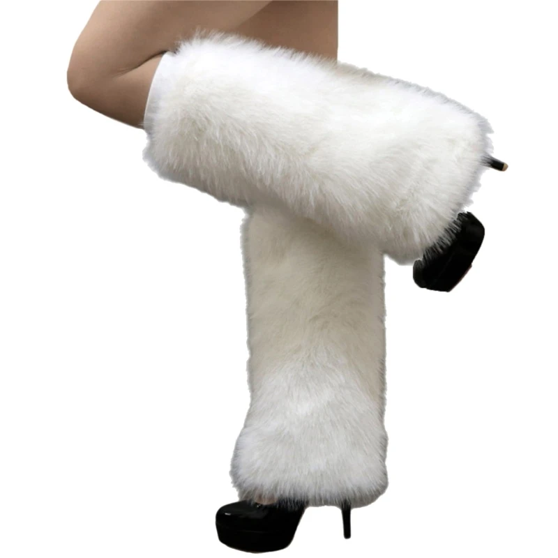 Women's Fuzzy Plush Leg Warmers Fashionable Warm Thermal Boot Toppers Covers for Winter Outfits and Costume Parties