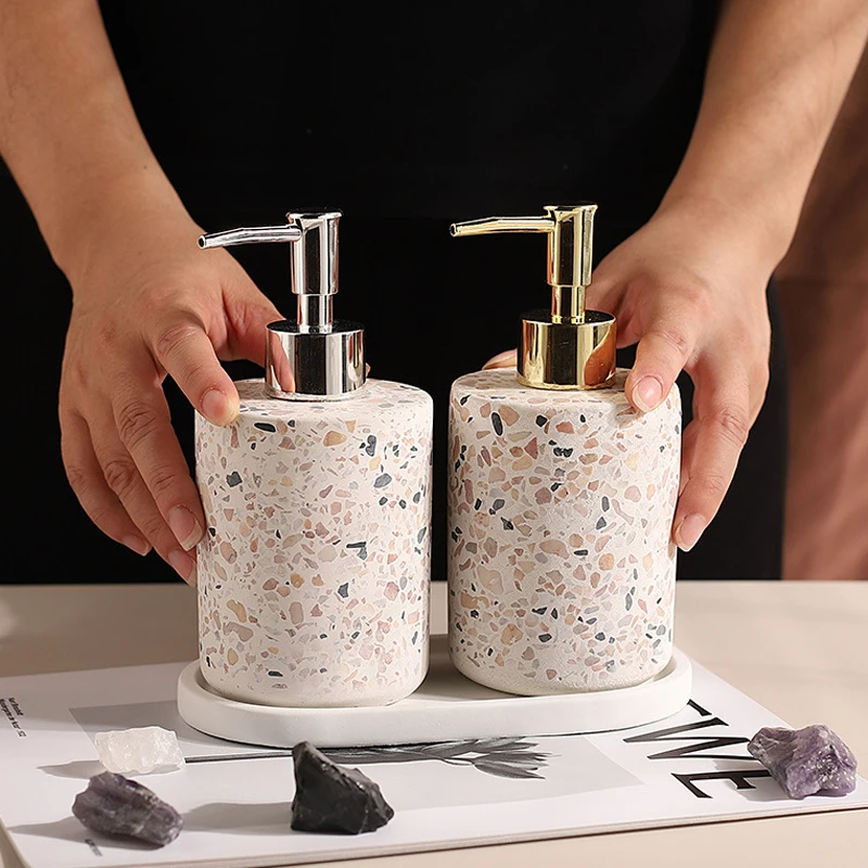 Nordic Terrazzo Emulsion Bottle Soap Presser Shower Gel Hand Sanitizer Bottled Bathroom Decoration Accessories Emulsion Products