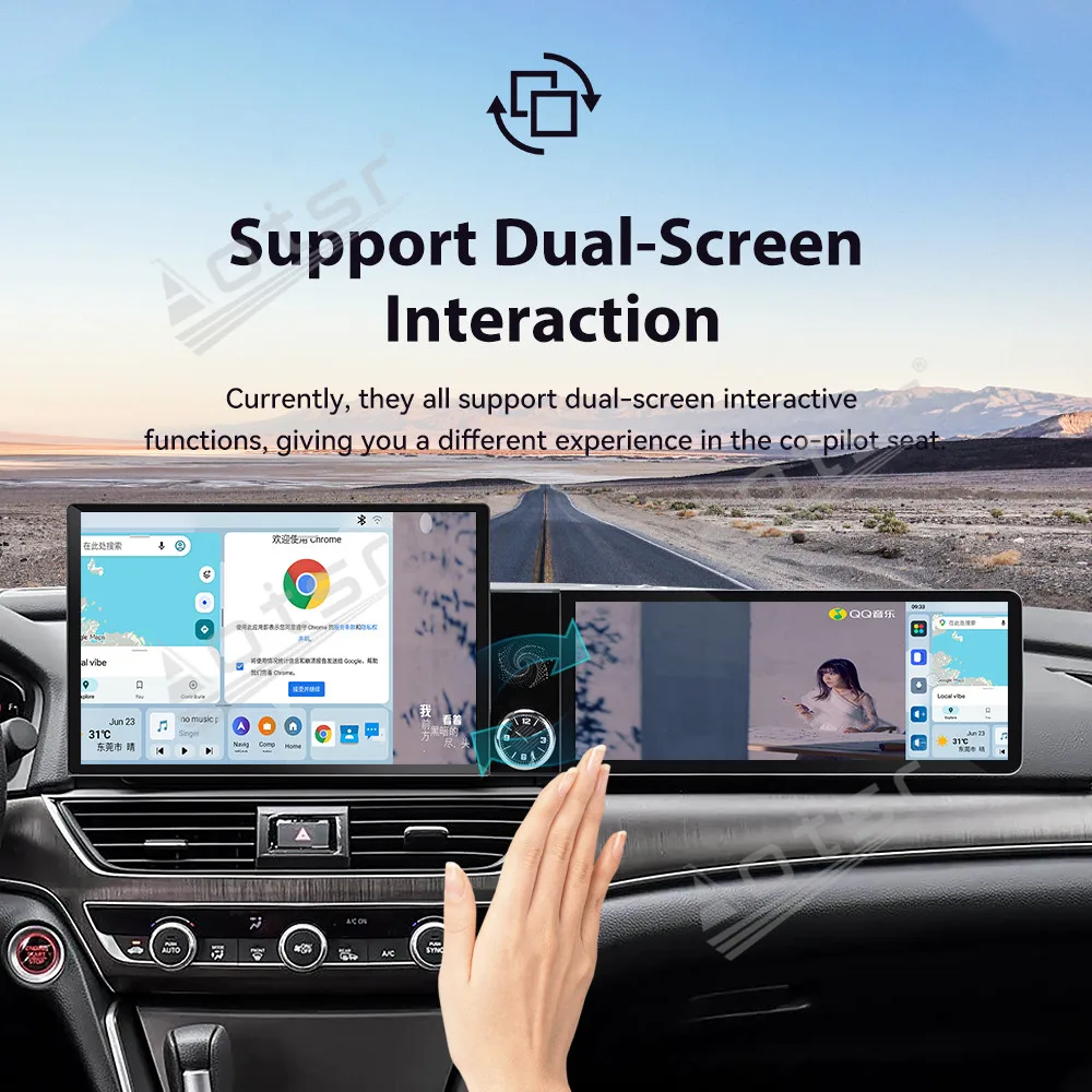Aotsr Qualcomm  Radio For Honda Accord/Inspire 2018-2022 Dual Screen GPS Multimedia Navigation Car Stereo Receiver player