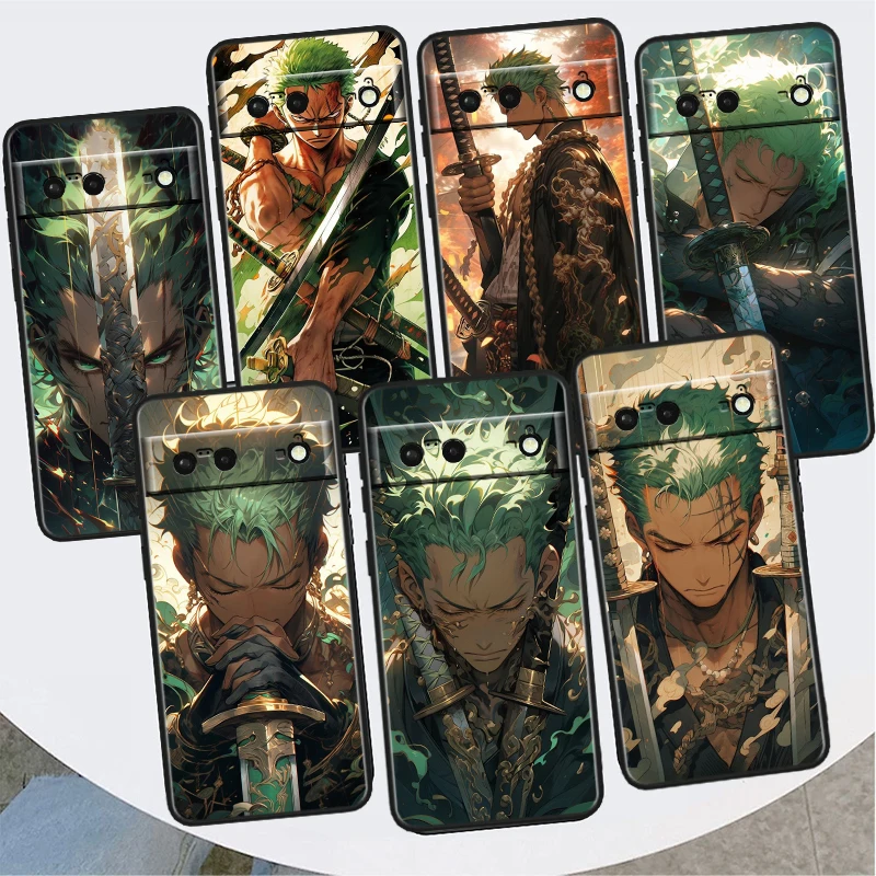 One Pieces Luffys Zoro For Google Pixel 9 8A 8 7A 7 6A 6 5A 5XL 5 4A 4XL 4 Pro Black Soft Silicone Phone Case Cover