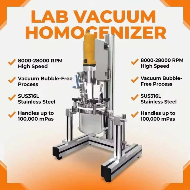 Small Scale 5-30L Vacuum Emulsifying Mixer Lab Use Vacuum Homogenizing Machine Stainless Steel Cream Lotion Blending Equipment