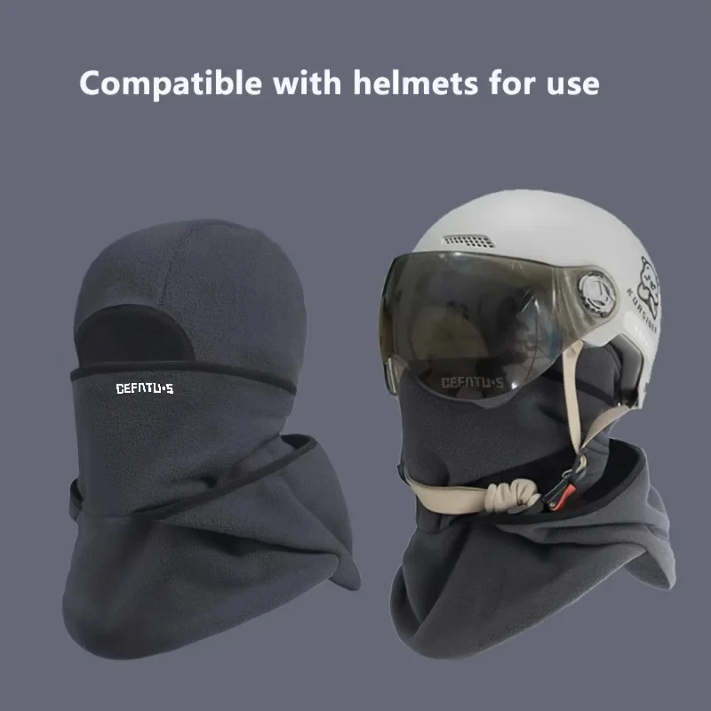 

Warm Hat Scarf Integrated Cycling Mask Sports Skiing Head Cover Neck Protection Windproof Cold Proof Unisex Fleece Material
