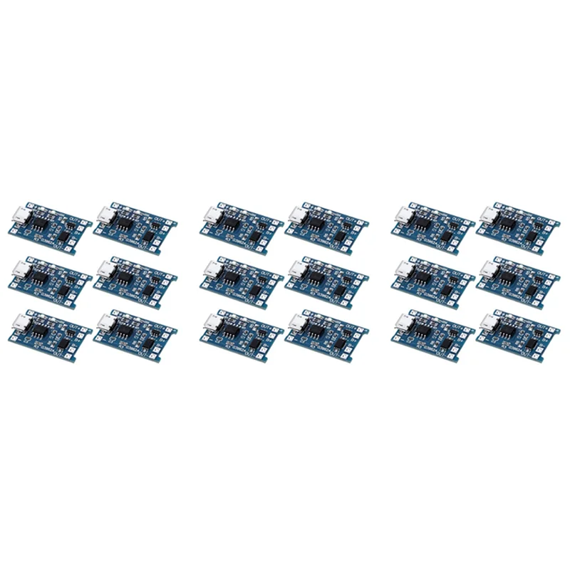 AIAI 18PCS For TP4056 Charging Module With Battery Protection 18650 BMS 5V Micro-USB 1A Charge Board For 18650
