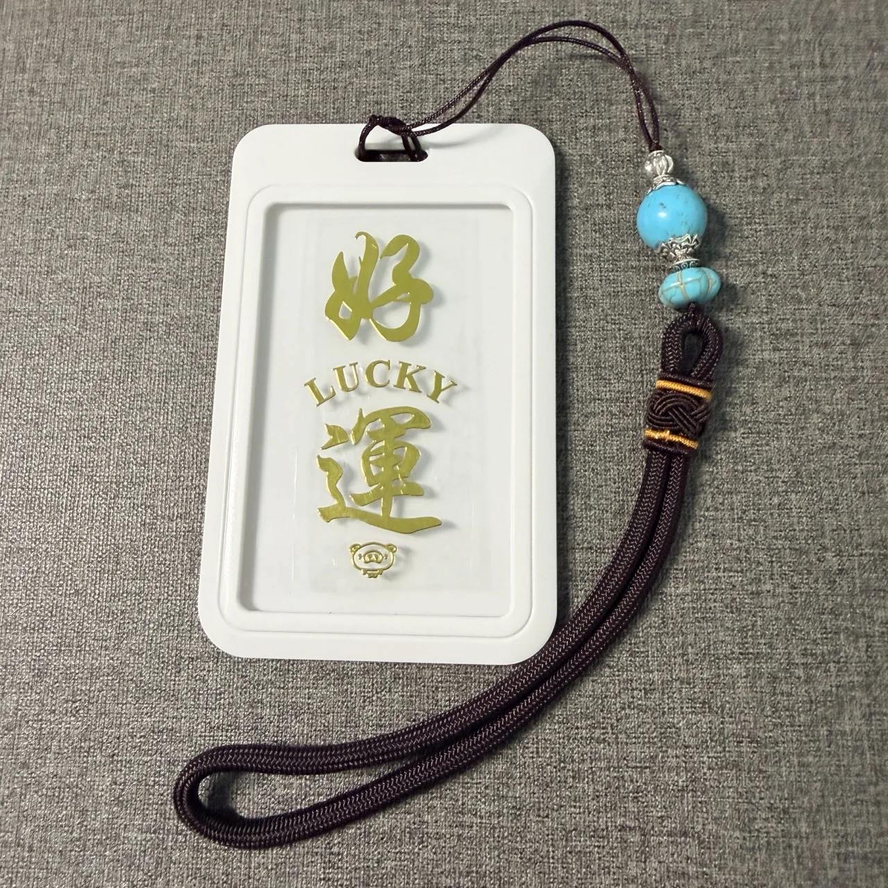 Handwoven Rope Blue Buddha Pattern Metal Phone Sticker Lanyard Anti-lost Lucky Card Holder