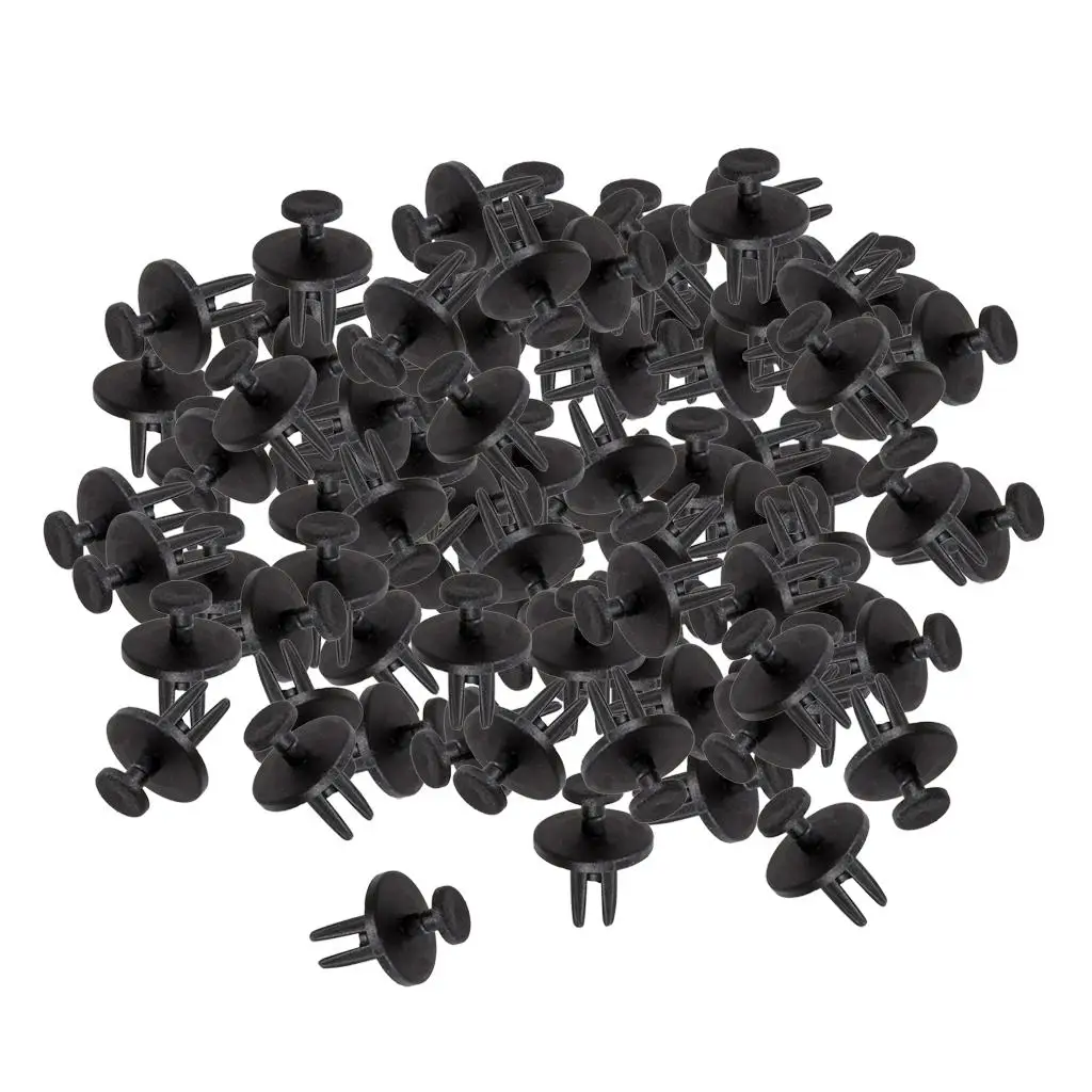 Pack of 100 Vehicle Mud Skirt Blind Rivets Nylon 6mm Bumper Fastener Black