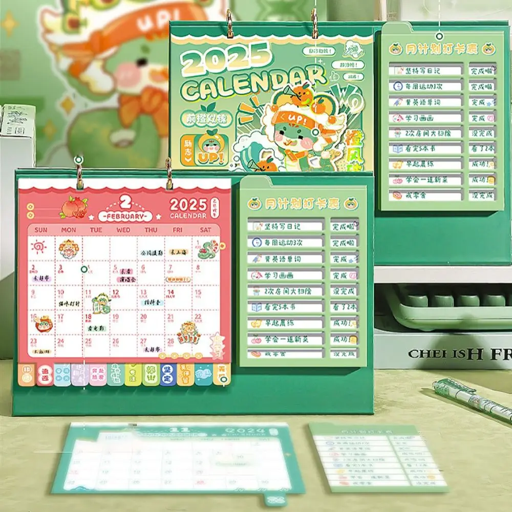 لطيف 2024.11-2025.12 أجندة مكتبية /رزنامة مكتبية ورقة الكرتون الشهرية اليومية مخطط سطح المكتب ورقة التقويم #2