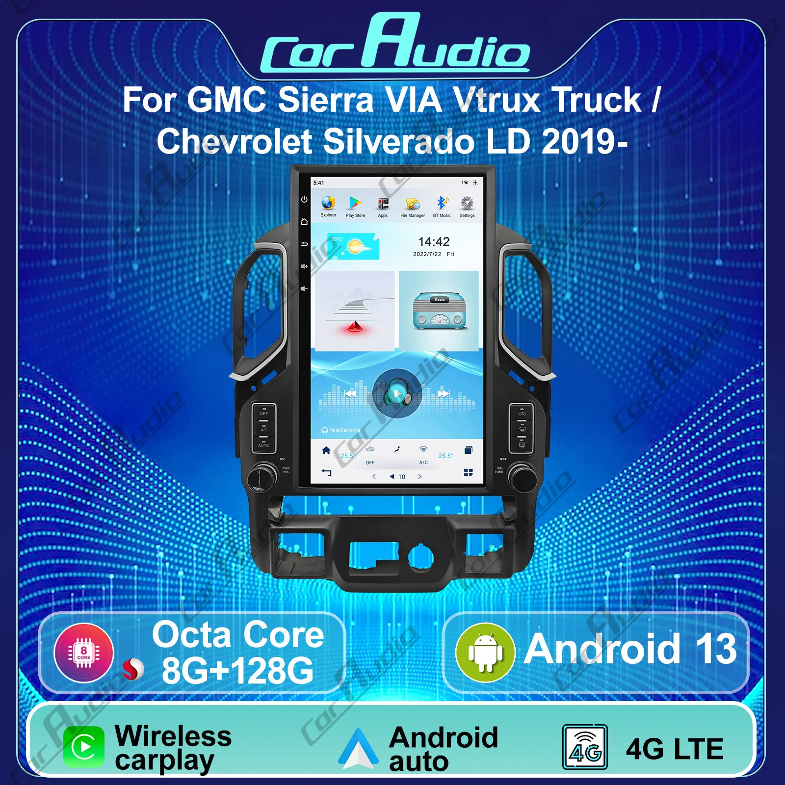 

17 Inch Android Car Multimedia Player For GMC Sierra VIA Vtrux Truck/ Chevrolet Silverado LD 2019-Bluetooth Carplay