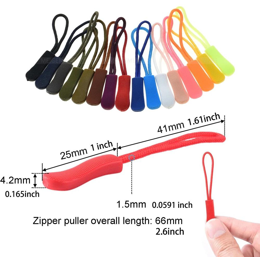 10pcs  Zipper Pulls Cord Rope Ends Lock Zip Clip Buckle For Paracord Accessories/ Backpack/Clothing 16 Colors