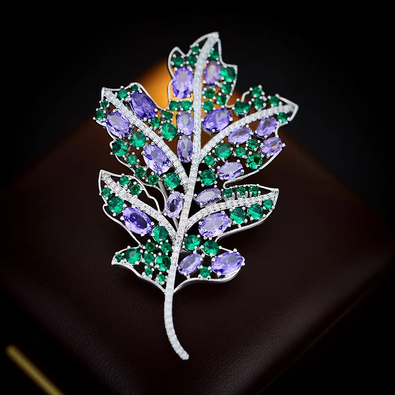 بروش فرنسي فاخر وخفيف الوزن وأوراق شجر راقية، تصميم فاخر راقي، إكسسوارات بروش متعددة الاستخدامات لكل من الرجال والنساء