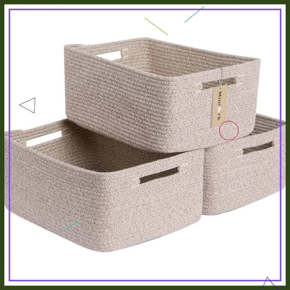 

Большие тканые корзины для хранения, 3 упаковки смешанного коричневого цвета для одежды, игрушек и домашней организации