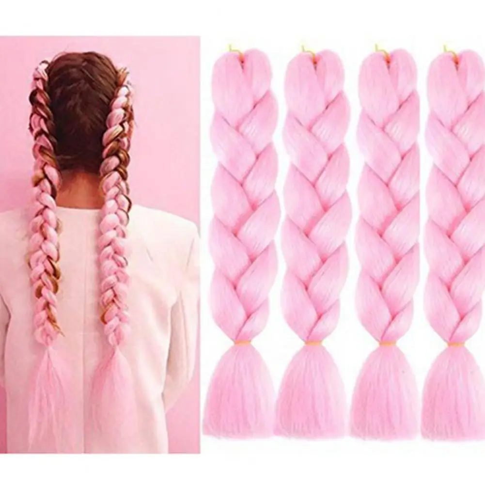 60cm Synthetic Hair Gradient Color Braid Wig Hip Hop Style Natural Pigtail Wig High-temperature Fiber Women Hairpiece Extensions