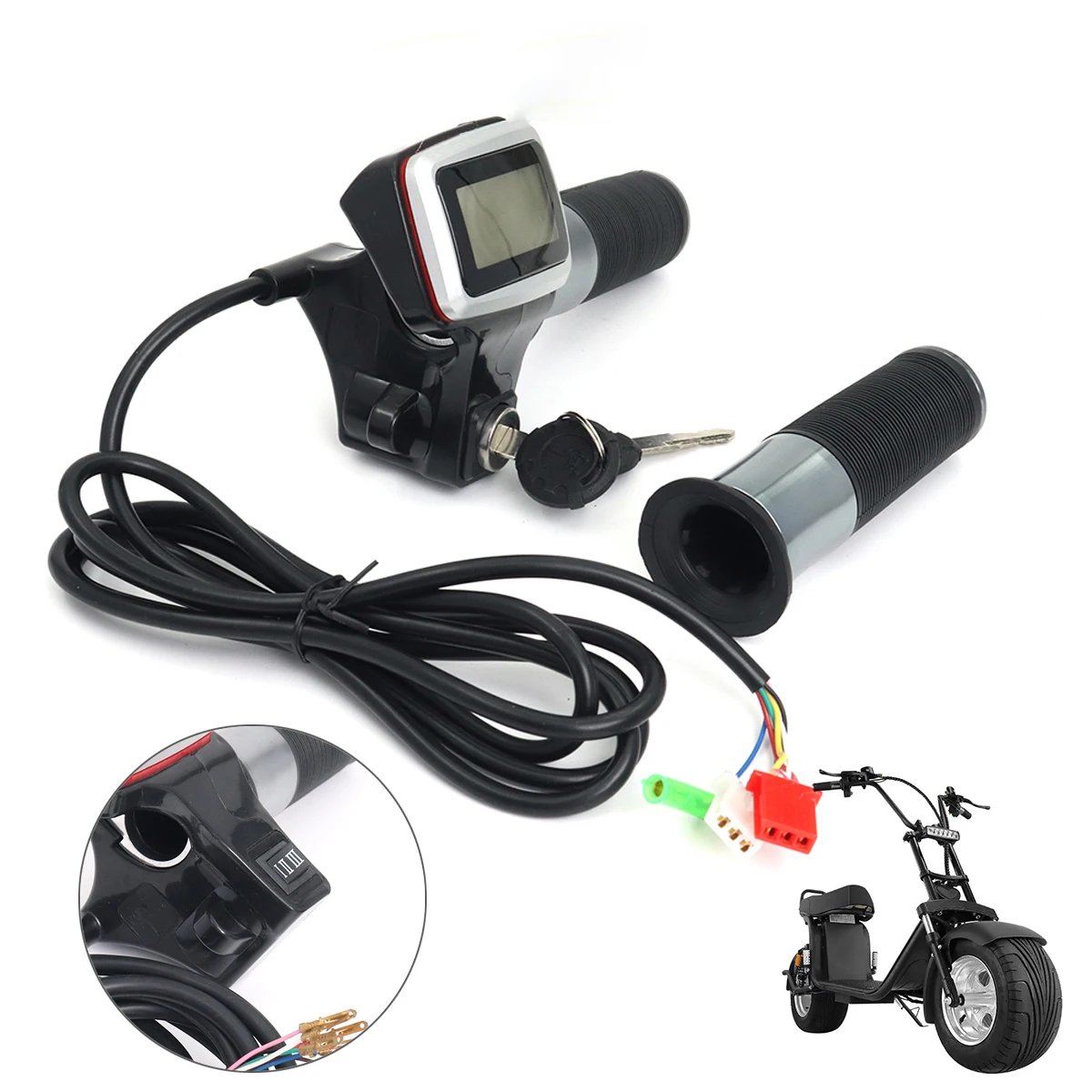 Modification Parts Electric Car LCD Power Display Turn Handle Throttle Accelerator Handlebar For Citycoco Electric Scooter