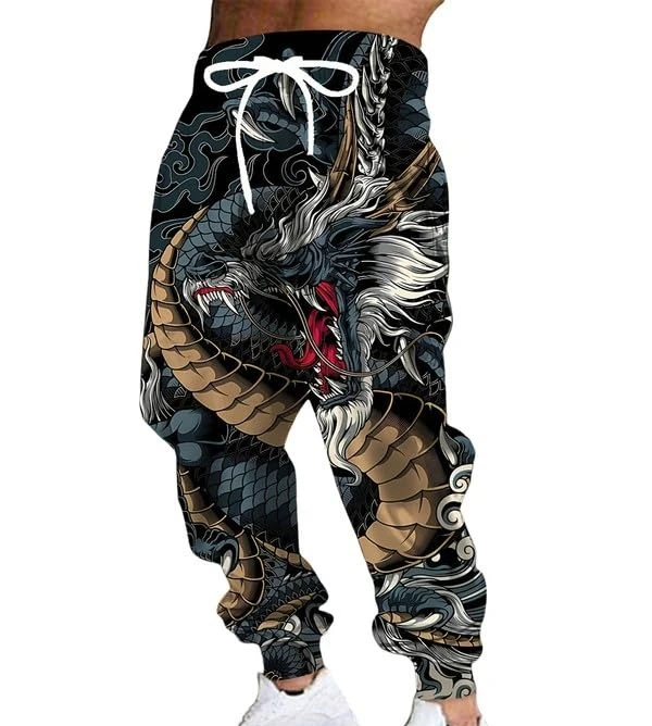 

2026 Fashion New Limited Edition Five Claw Golden Dragon Texture 3D Printed Loose Outdoor Hip Hop Street Casual Sports Pants