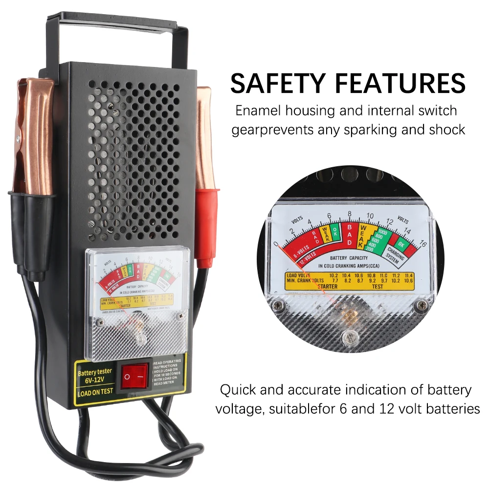 Alternador de prueba de descarga, acumulador de camión automático, probador de carga de batería de coche Universal para batería de plomo y ácido, accesorios para automóviles de 6V y 12V