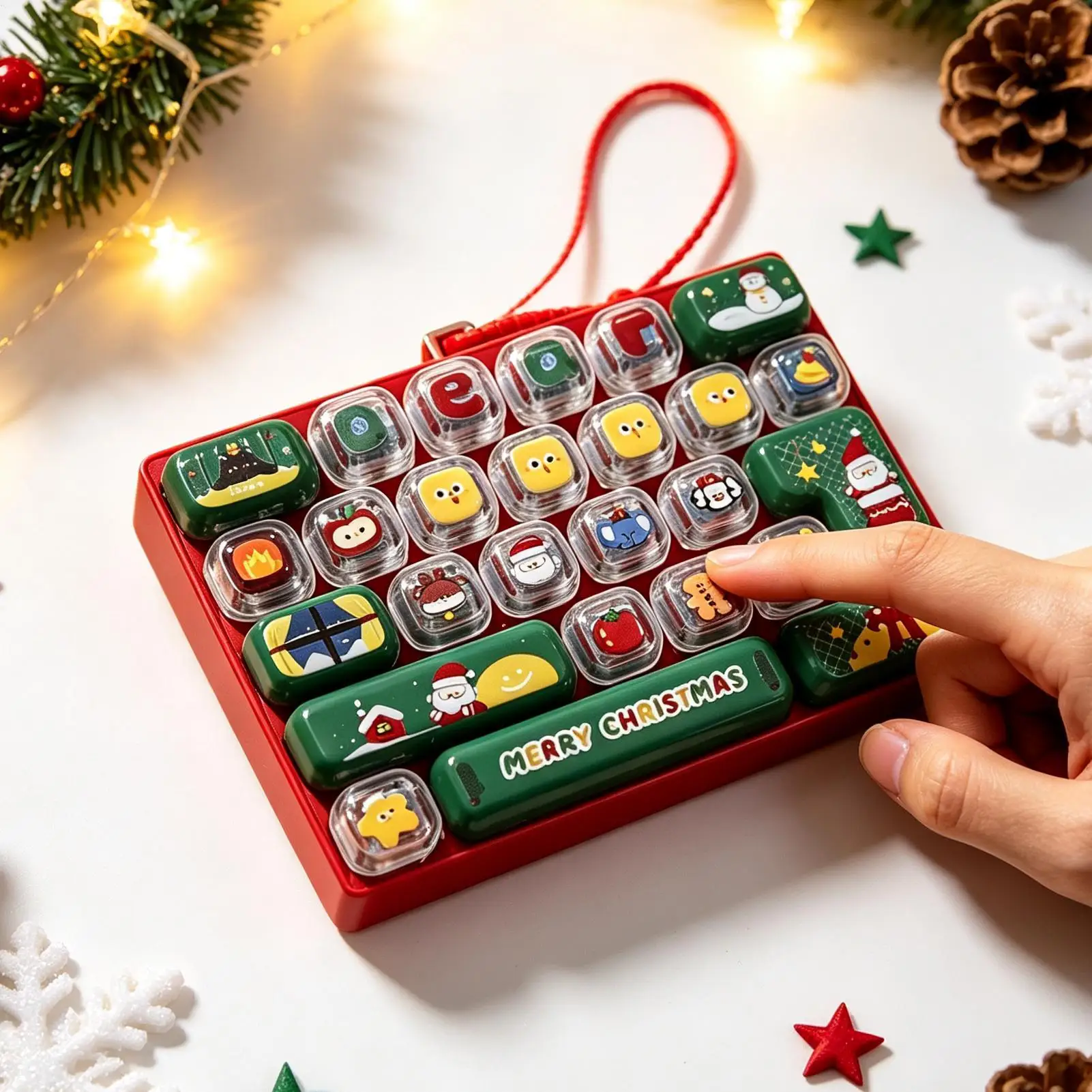 Keyboard Clicker Christmas Sensory Fidget Purse Ornament Portable Bag Ornament For Kids Teens Adults Students Travelers Home