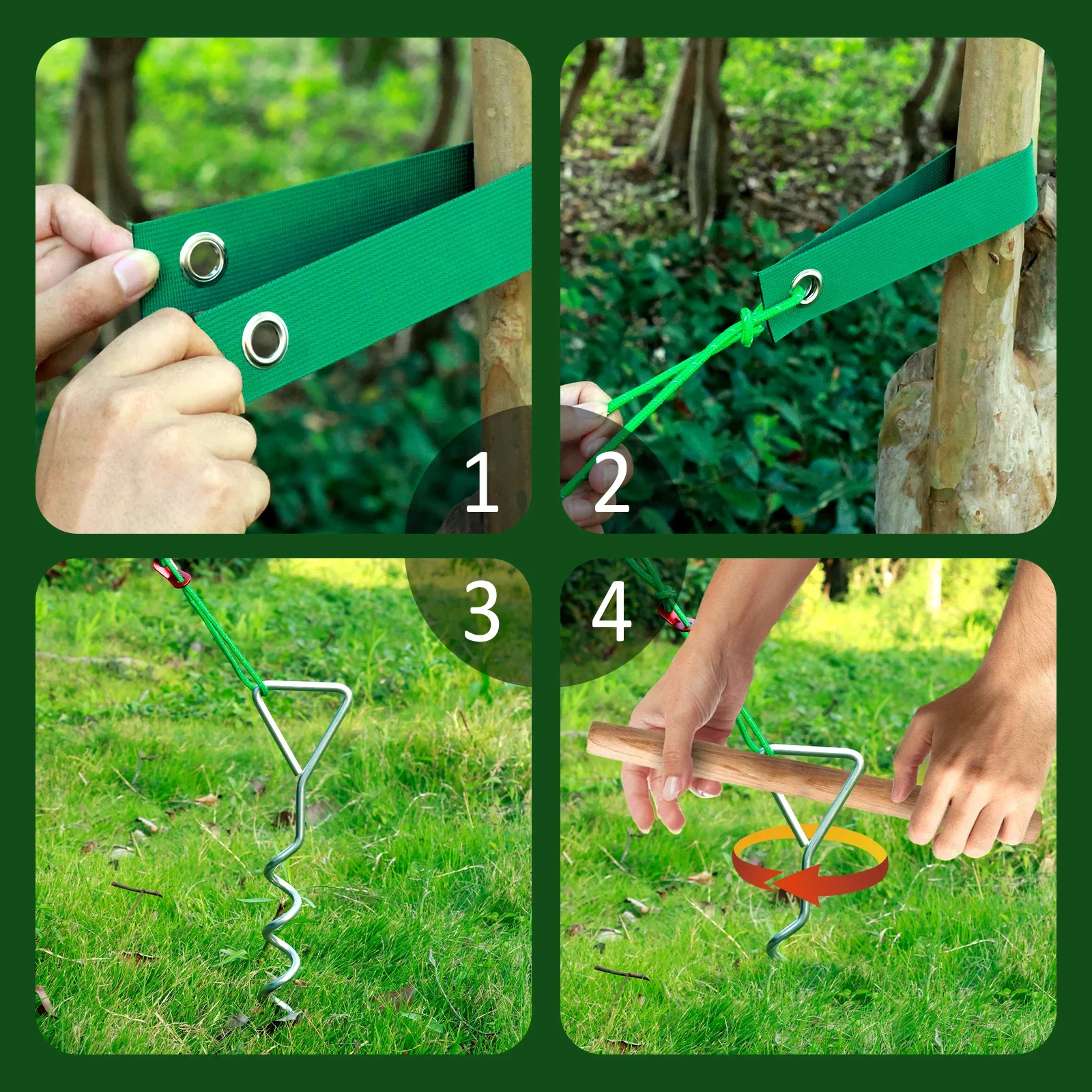 9Pcs Tree Stake Kit Tree Stakes and Supports Set with 3 Nylon Strap 3 Rope and 3 Spiral Stakes Enduring Garden Stakes