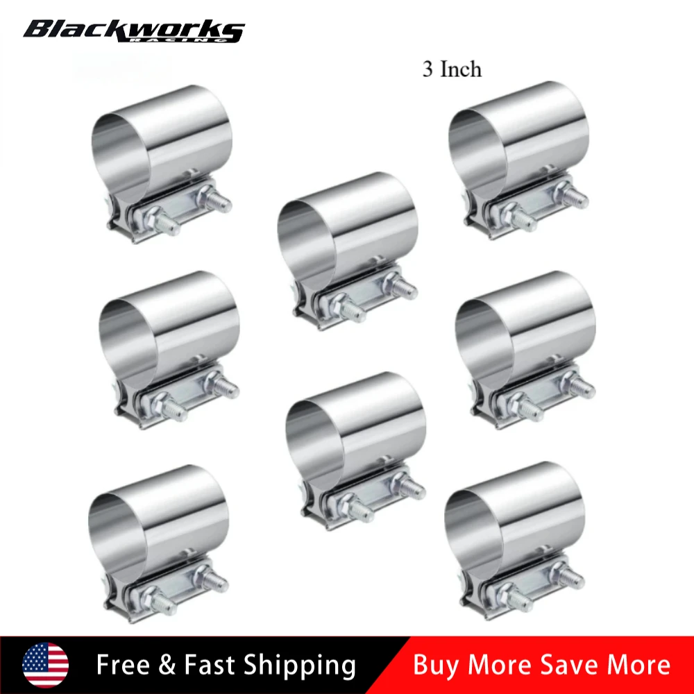 

8 шт., 3-дюймовый 3-дюймовый стыковый соединитель, муфта для выхлопного зажима T304, нержавеющая сталь