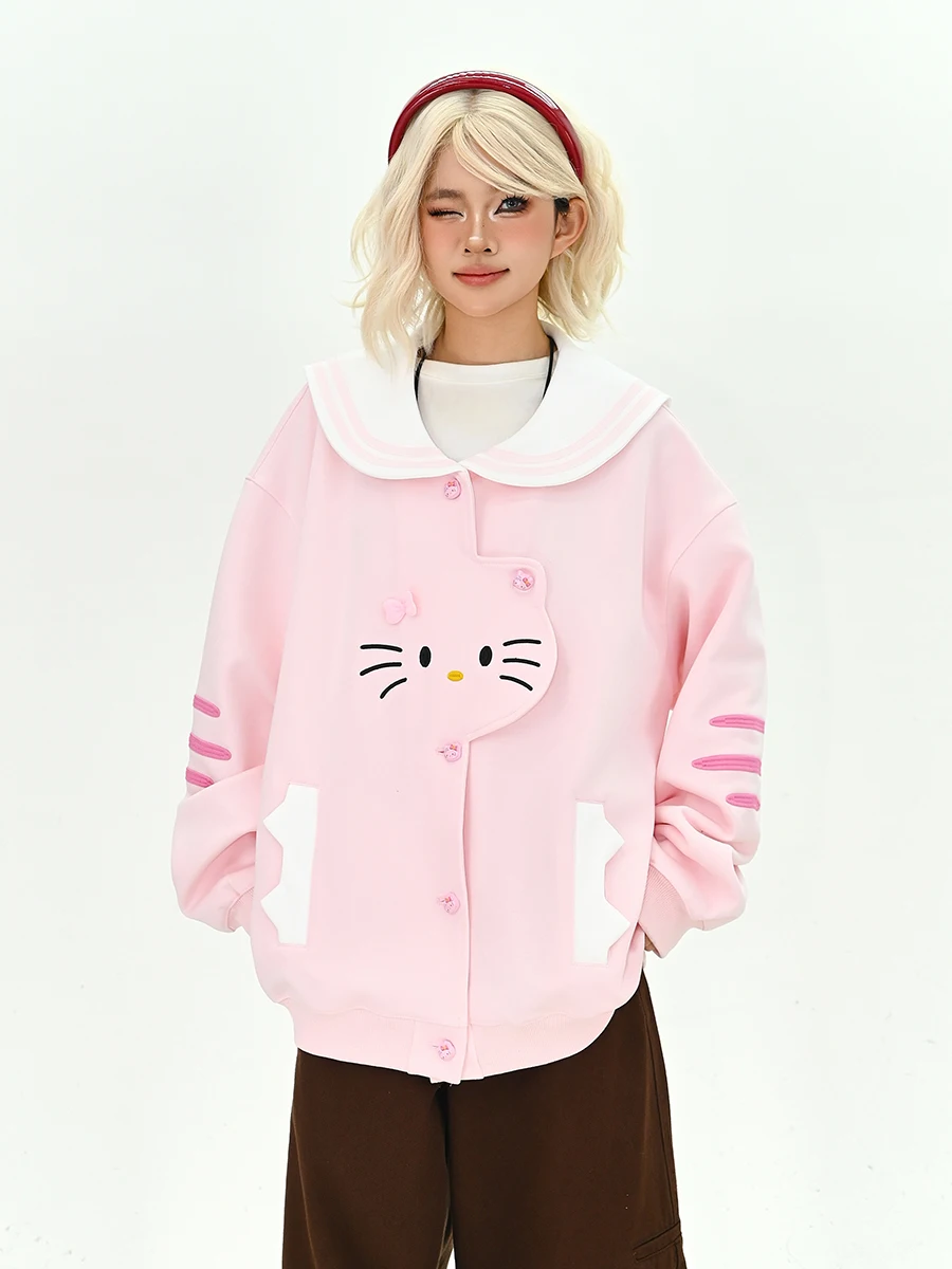 

Модный женский кардиган-свитшот оверсайз с воротником-стойкой, на молнии, с длинными рукавами, повседневный, весна 2026