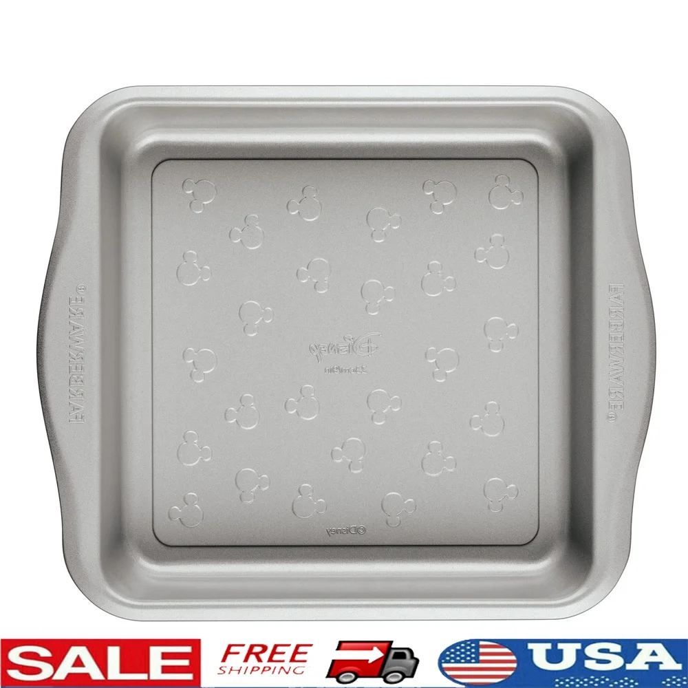 

Disney Mickey Mouse Nonstick Cake Pan Heavy Duty Square Baking Dish Kitchen Cookware Easy Release and Cleanup Oven Dishwasher
