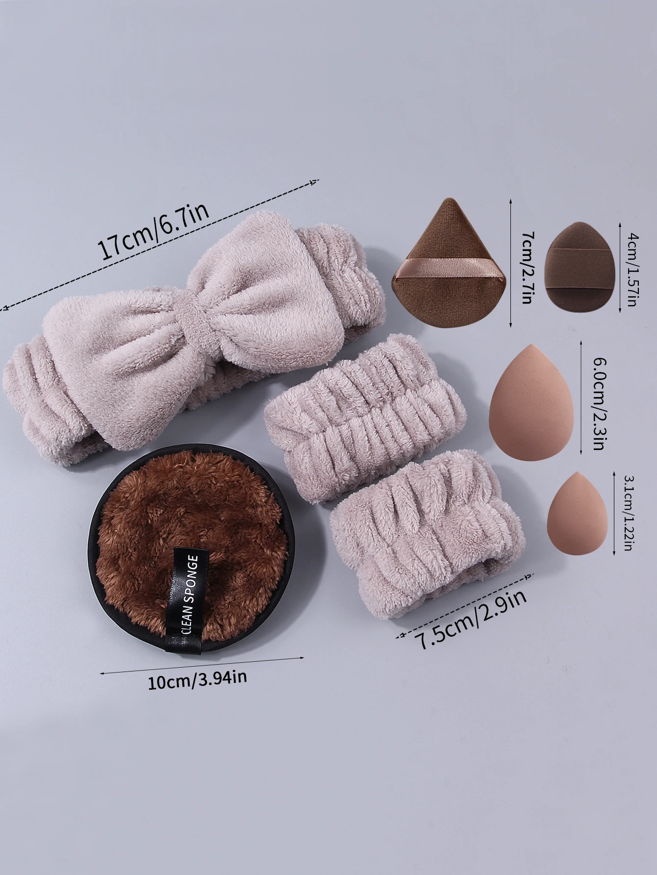 Juego de herramientas de maquillaje y limpieza facial profesional de 20 piezas, incluida esponja en polvo, banda para el cabello, muñequera y esponja para lavado de cara