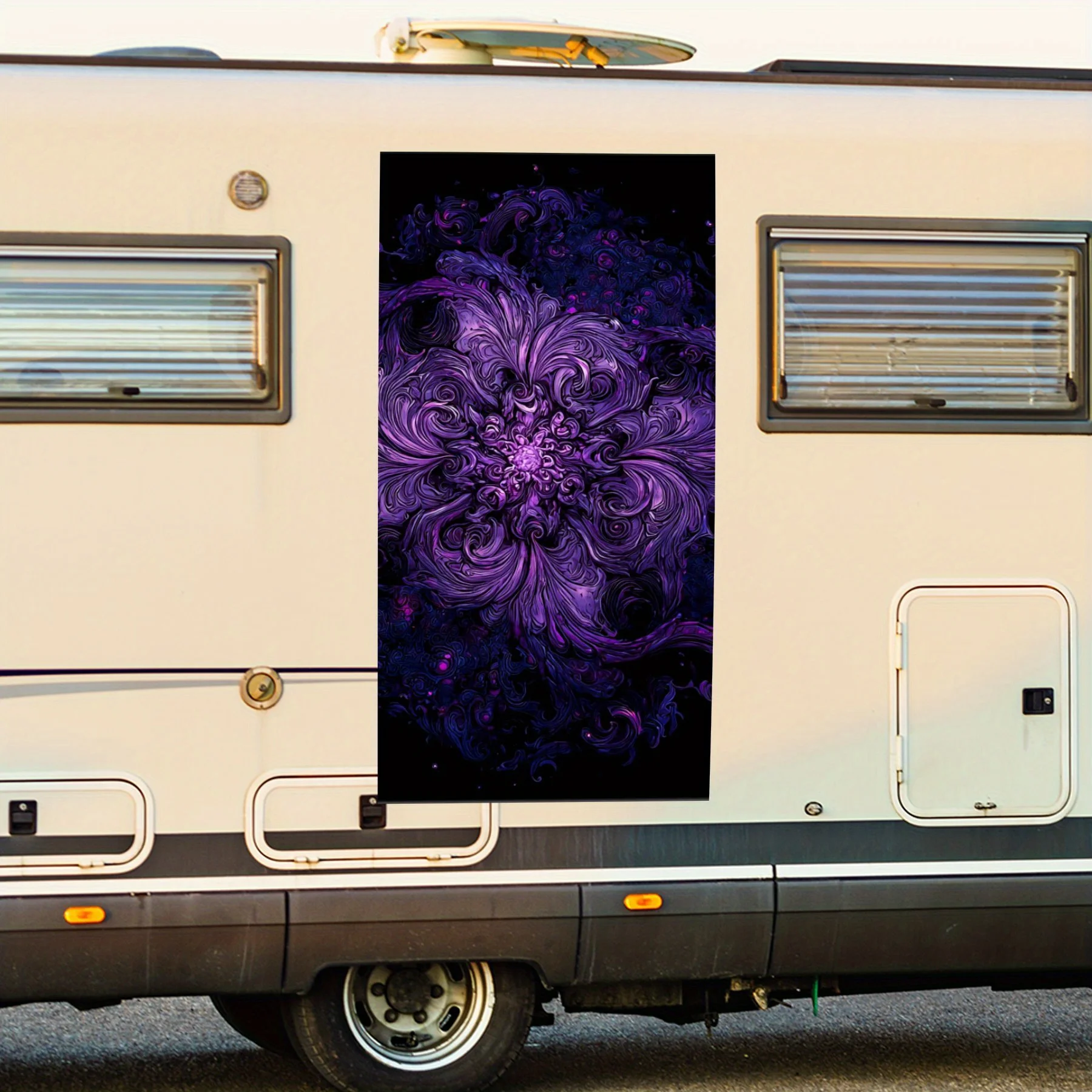 

Великолепная фиолетовая дамасская наклейка, водонепроницаемая виниловая наклейка для стороны автофургона, самоклеящиеся наклейки для украшения и защиты корпуса автофургона, идеальная Prese