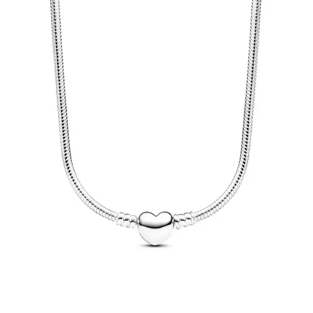 Round Bead Snake Bone Necklace S925 Pure Silver Chain DIY Accessories Charm Necklace Women's Jewelry Valentine's Day Gifts
