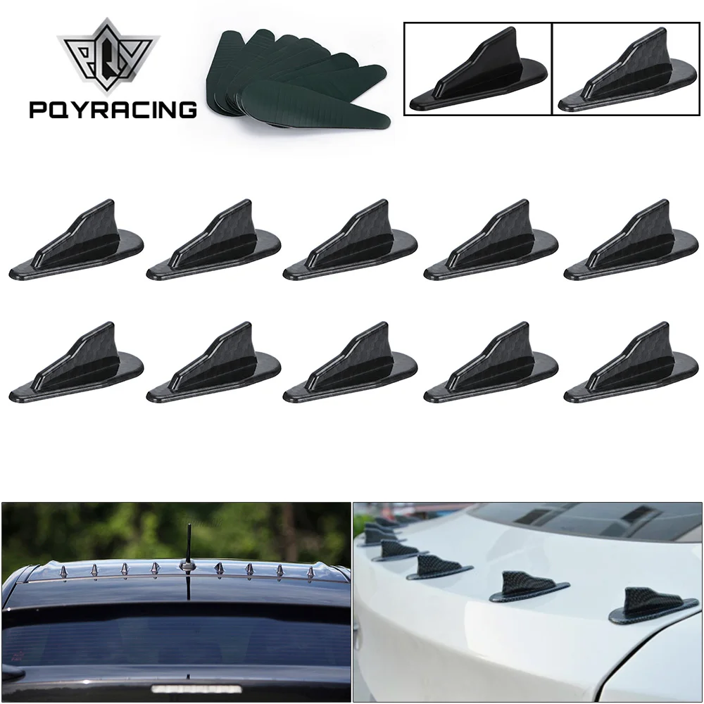 Universal EVO-Style ABS Roof Shark Fins Spoiler Wing Kit Vortex Generator 10pc PQY-SFB08