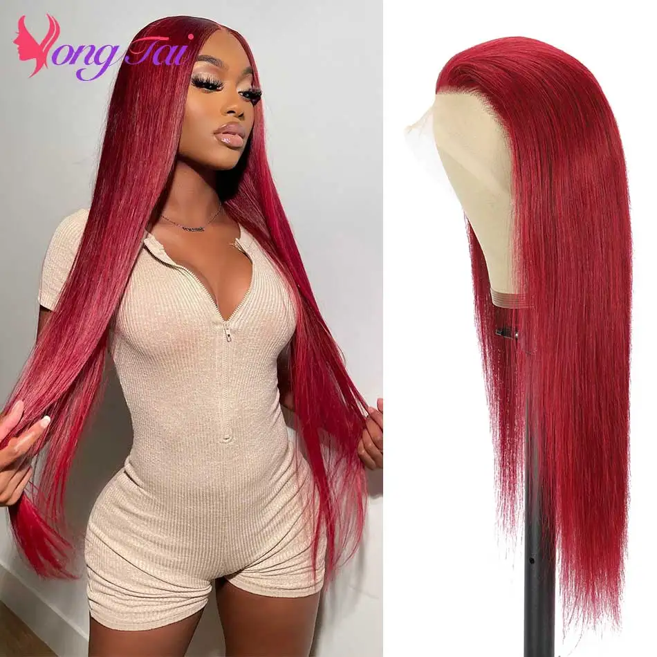 Indian Human Hair Lace Front Wigs For Women Straight Remy Hair Closure Red Color All For 1 Real And Free Shipping From China