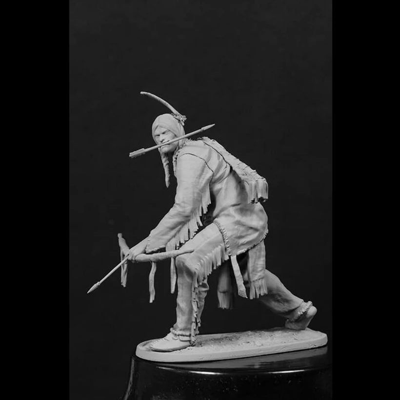 Resin soldier 1/24  ancient warrior officer Blackfoot warrior Model Unassambled Unpainted  Figure Building Kit