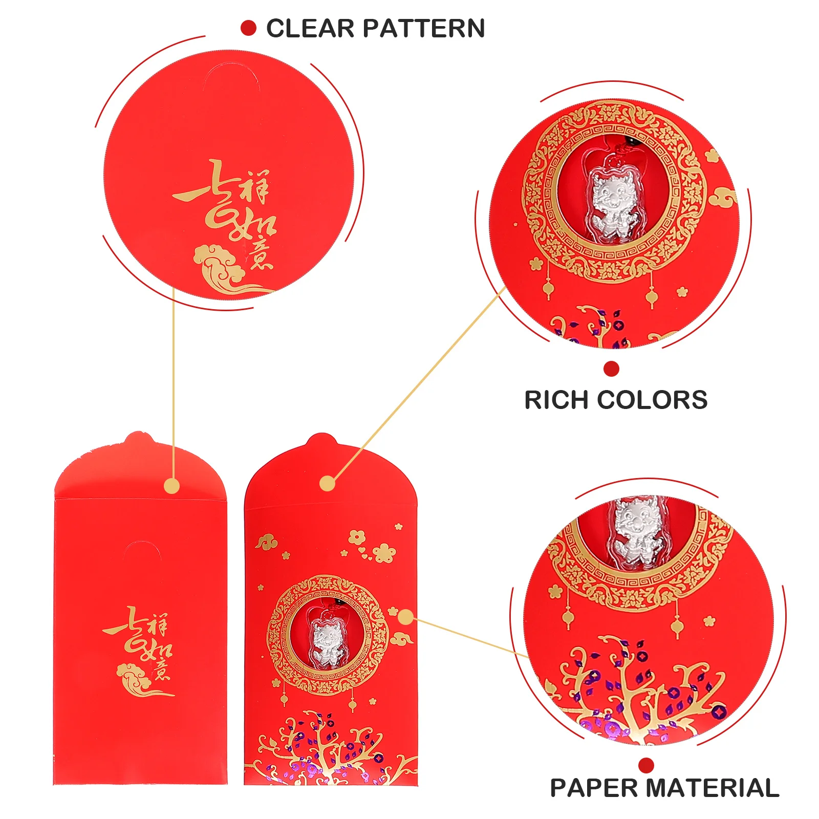 

6 Pcs Paper Red Packet Year of The Dragon Envelope Lunar New Envelopes Lucky Years