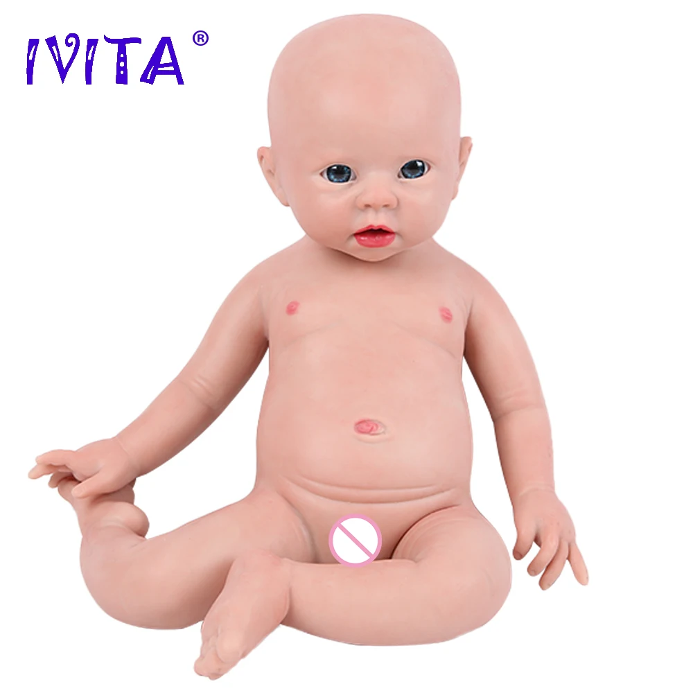 IVITA WG1519 19inch 3700g 100% Full Body Silicone Reborn Baby Doll Newborn Girl Baby Realistic Unpainted DIY Blank Children Toys