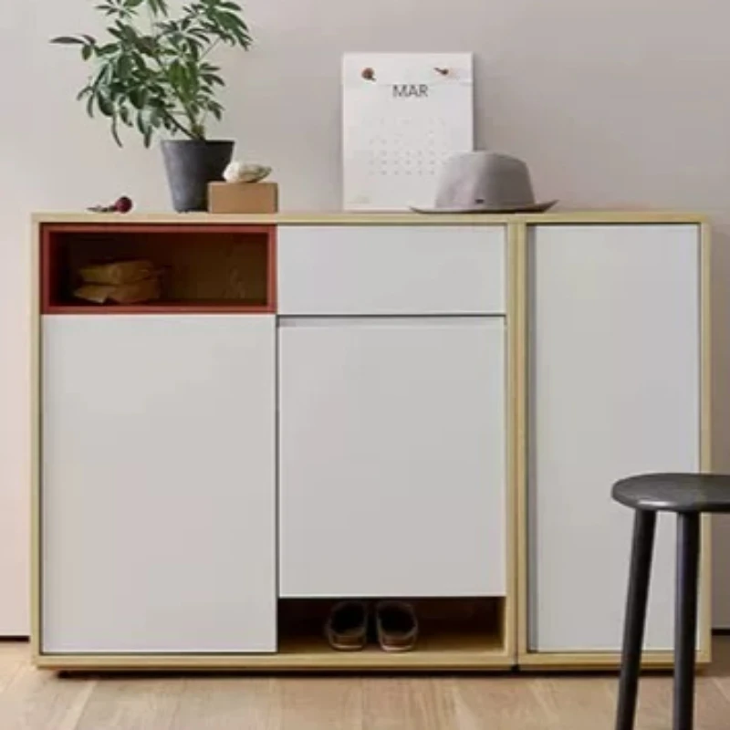 Modern Wooden Shoe Cabinet Designer Organizer Storage Cupboard Display Display Living Room Vertical Zapatero Home Furniture