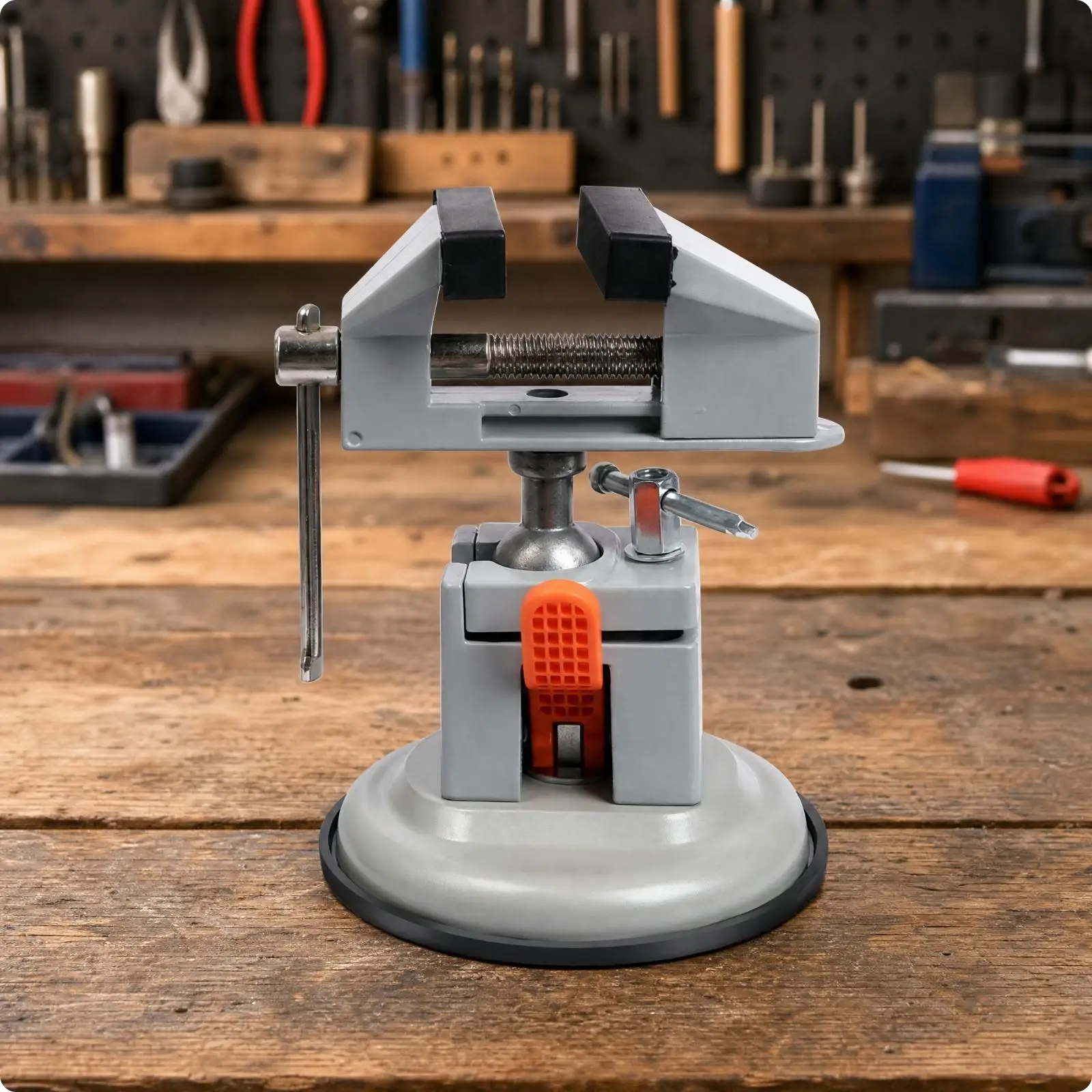 Suction Cup Bench Vise for Home Workshop Use Portable Clamping Tool with Threaded Screw and Wide Base Ideal for Assembly Repair