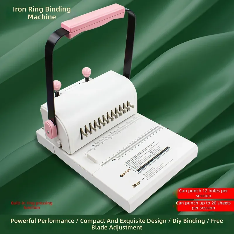 for MW12 Iron Ring Binding Machine Double Coil Binder Full Draw Knife 12 Hole Round Puncher Loose Leaf Book Binding Tool