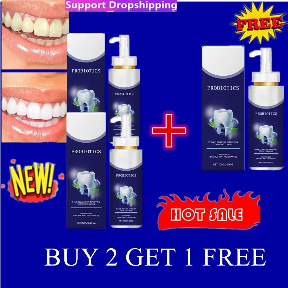 

3pcs 100g Probiotic Whitening Toothpaste Odor Removal Toothpick Whitening Teeth Hot Sale