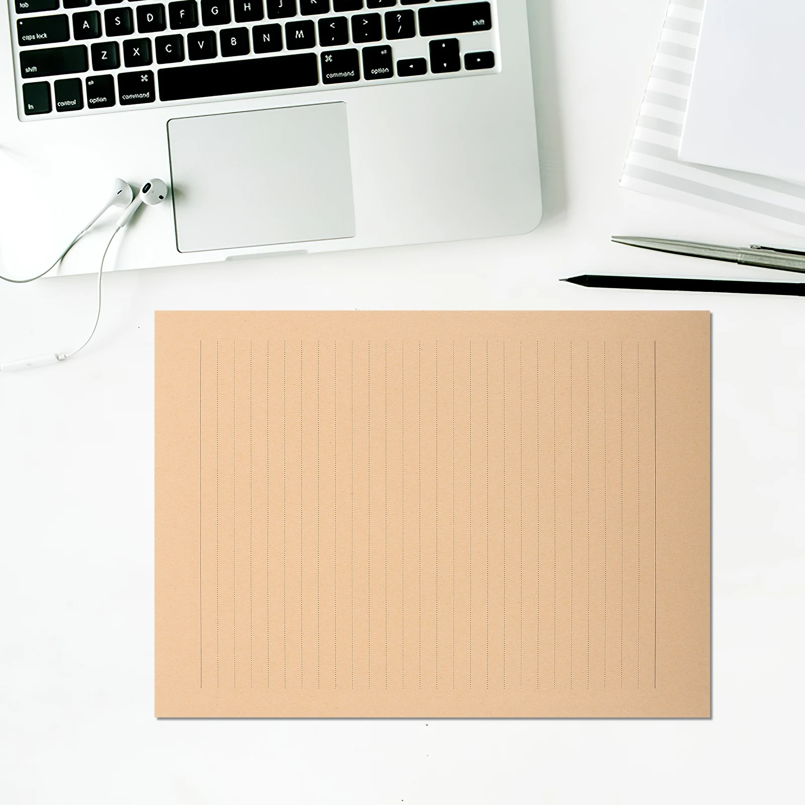100 Sheets Horizontal Lined Notepad A4 Kraft Paper Writing Stationery Retro Decorative Blank Paper Elegant Design for Writing
