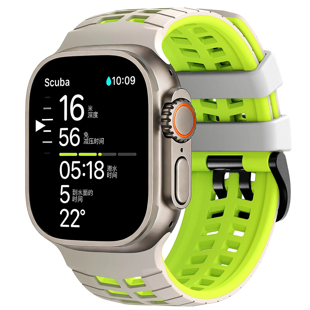 Atmungsaktives Armband für Apple Watch Ultra 3 2 Series 11 10 9 7 8 6 SE 49mm 45mm 46mm 42mm 44mm Silikonarmband Correa iWatch Armband