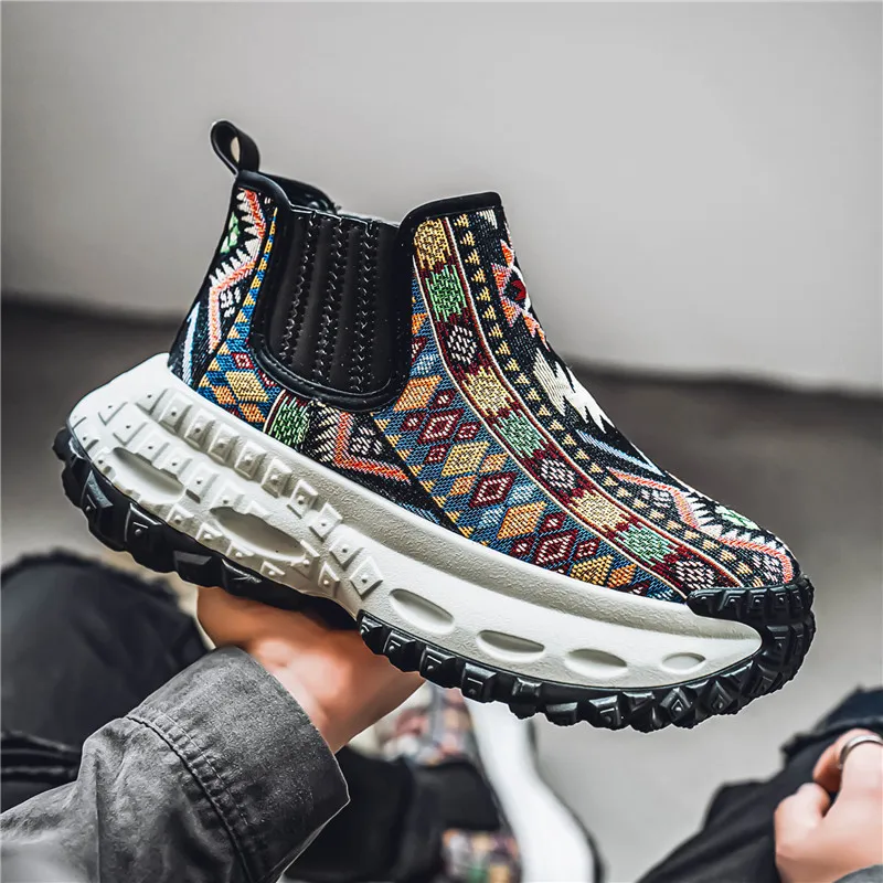 

2025 новые модные дышащие высокие удобные повседневные спортивные модные мужские туфли на толстой подошве, модные