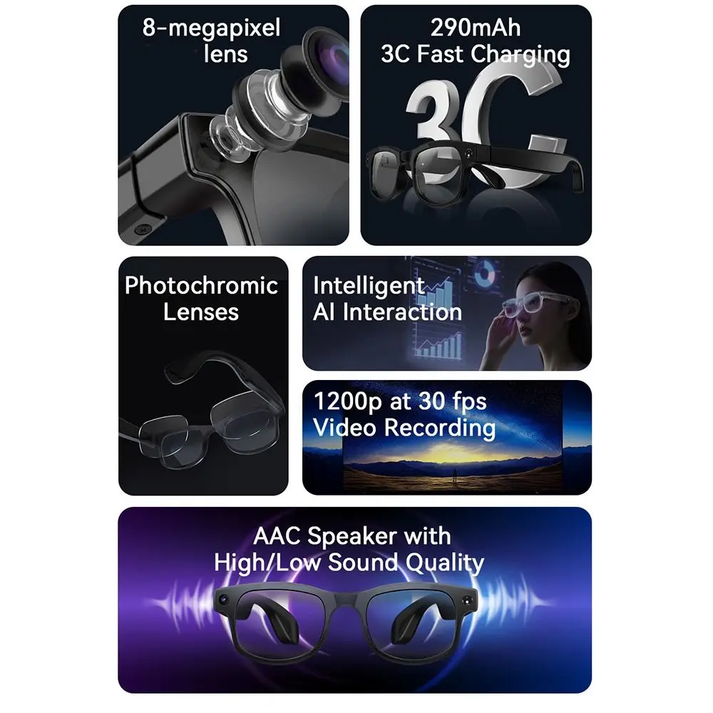 2 in 1 AI Smart Glasses HD Pho - đánh giá và giá Smart Glasses Lens