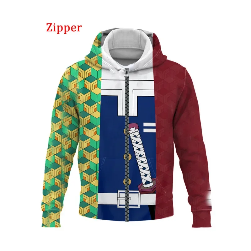 ใหม่ Demon Slayer cos เสื้อผ้าอะนิเมะคอสเพลย์ kamado tanjiro kamado nezuko พิมพ์ซิป hoodie plus ขนาด hoodie