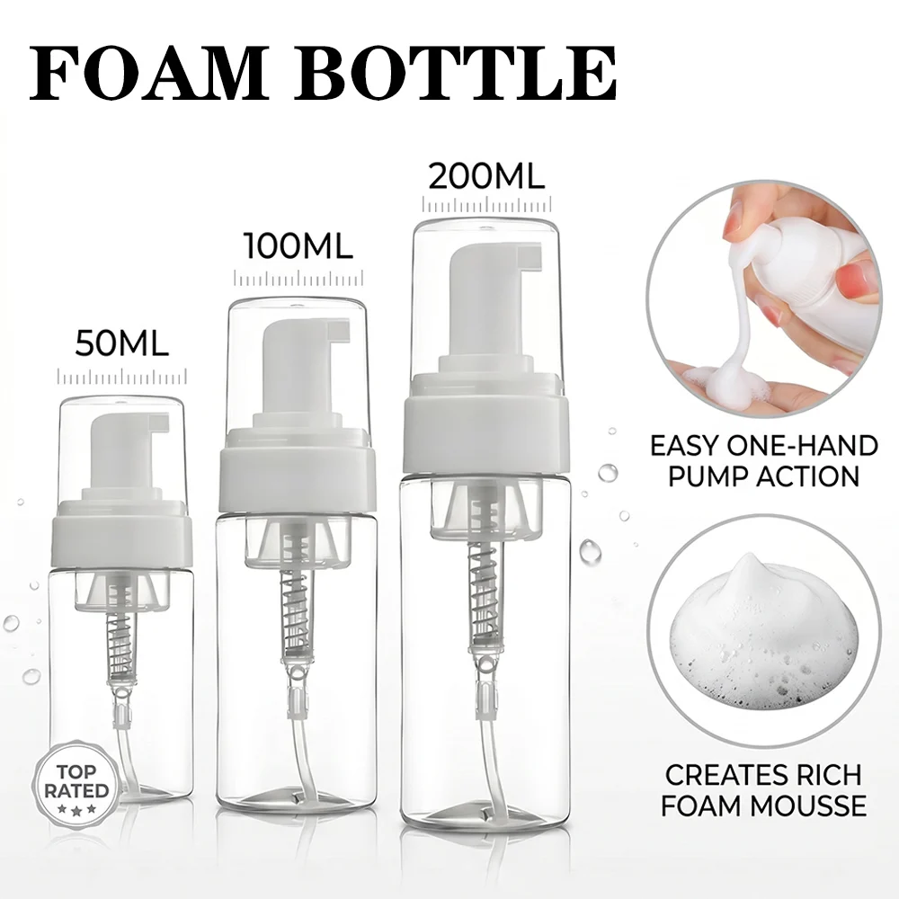 Foaming Soap Dispenser Bottle Clear Plastic Pump Bottle Leakproof Refillable Foam Container for Bathroom Travel Skincare
