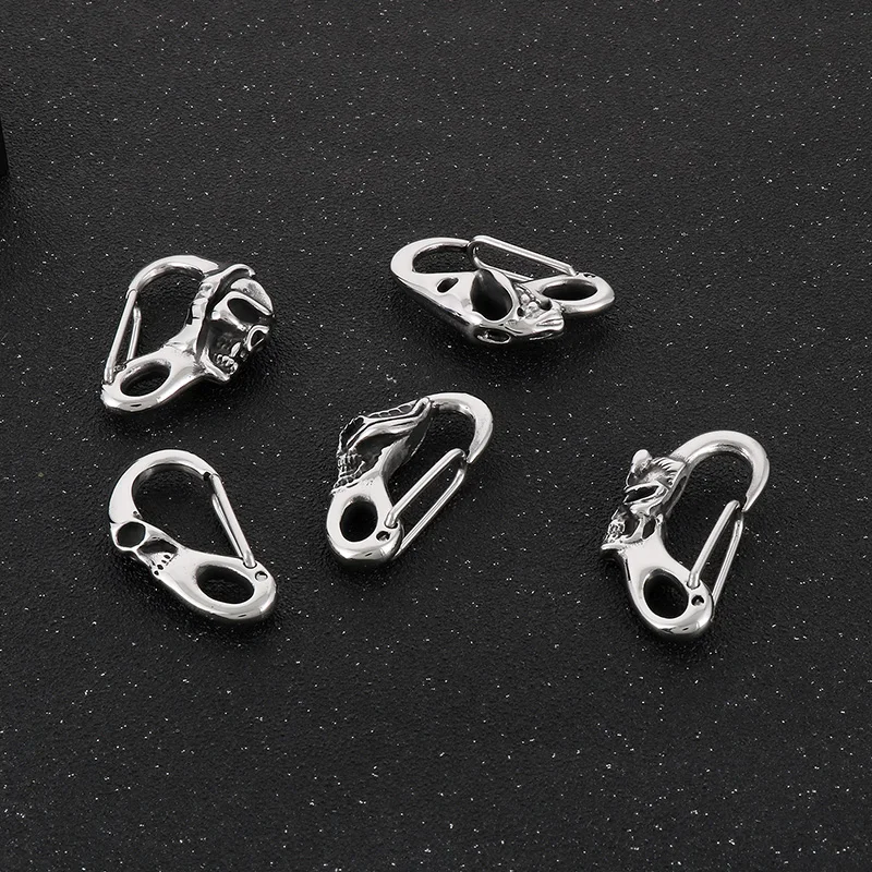 Fongten Männer Skelett Schlüssel verschluss Edelstahl Drachen Löwe DIY Schlüssel bund Verschluss Gothic Karabiner Brieftasche Schlüssel anhänger Haken für Männer – Detail 4