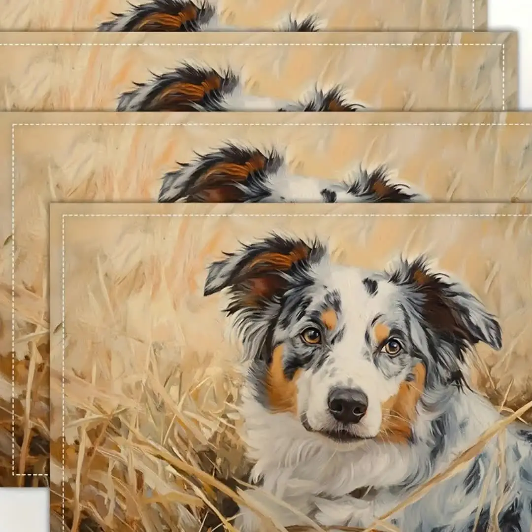 1pcs, Blue Merle Australian Shepherd Placemats, Fashion Print Pattern Table Mat, for Dining Table, Kitchen