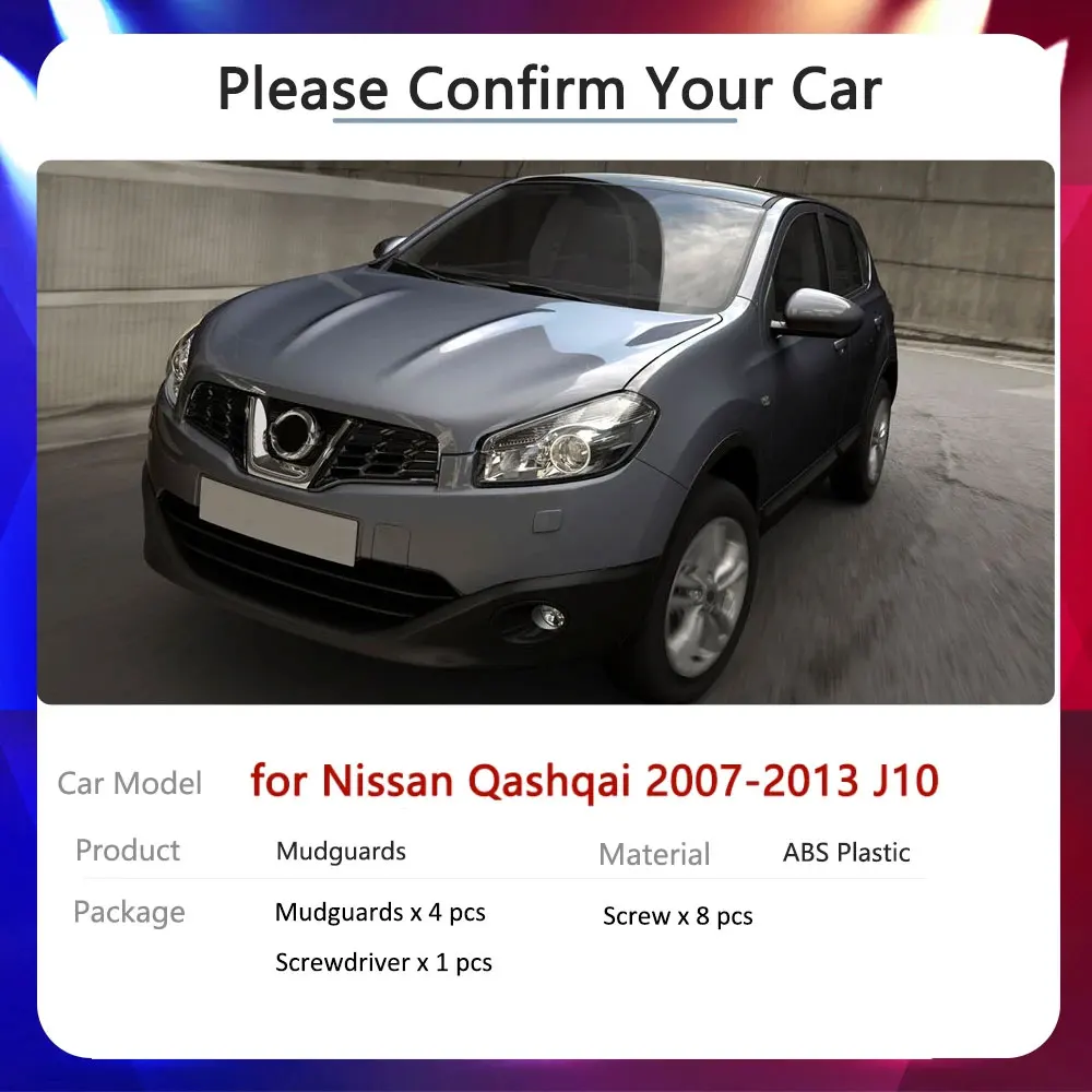 For Nissan Qashqai J10 2007~2013 2008 2009 2010 Tire Fender Mud Flap Guard Car Mudflaps Splash Guards Car Accessories Stickers