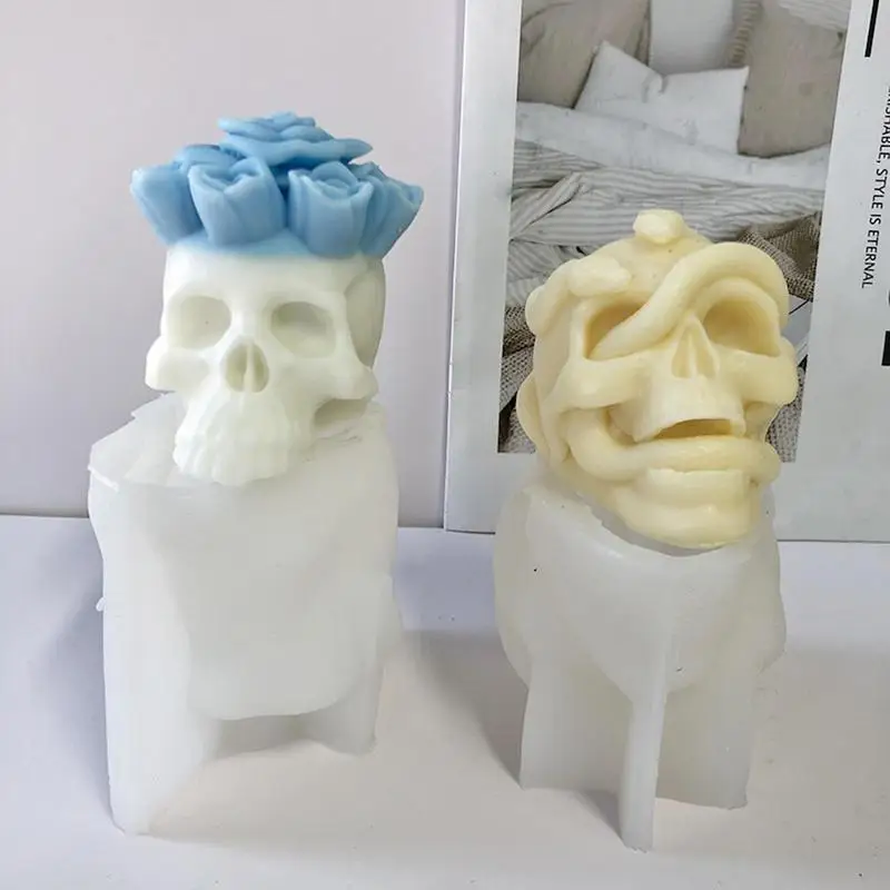 Halloween Silicone Mold Fancy Skull Candle Mold Skull Shape Candle Mold For Candle Making 3D Wax Melt Silicone Mold For Handmade image 4